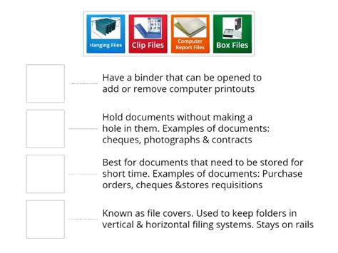 File Stationary: Types of Files - Match up