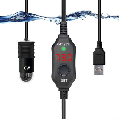 Buy JSSH 10W Mini Aquarium Heater, Submersible Thermometer,Fish Tank ...
