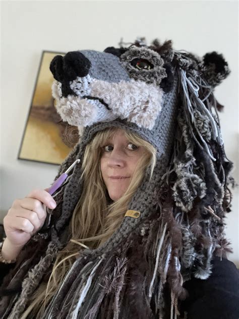 I crocheted a wolf hat🤓 : r/pics
