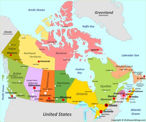 Map Of Canadian Provincial Boundaries And Major Cities