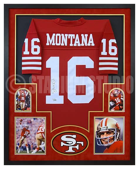 Joe Montana Autographed Framed 49ers Red Jersey - The Stadium Studio