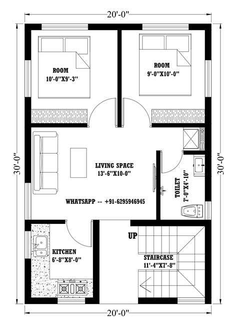 30x30 House Plan 2BHK | 900sqft House Design