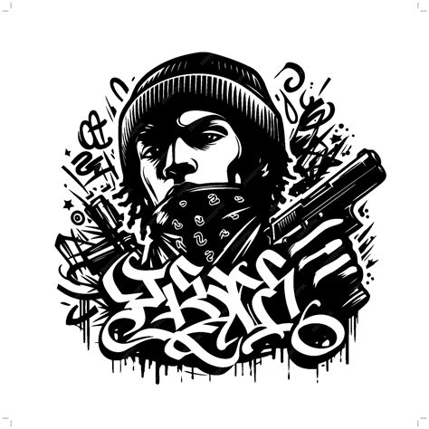 Premium Vector | Gangster thug silhouette people in graffiti tag hip hop street art typography ...