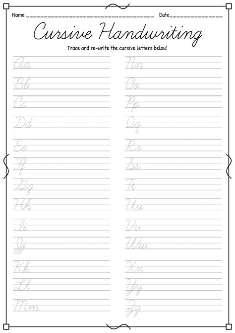 Cursive Writing Worksheets Pdf