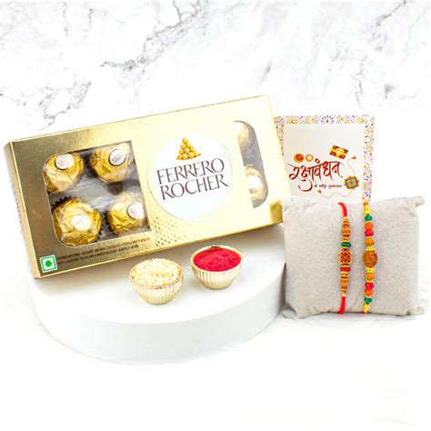 Swastik & Rudraksha Rakhi with Ferrero Rocher | Send Rakhi Gifts Online ...