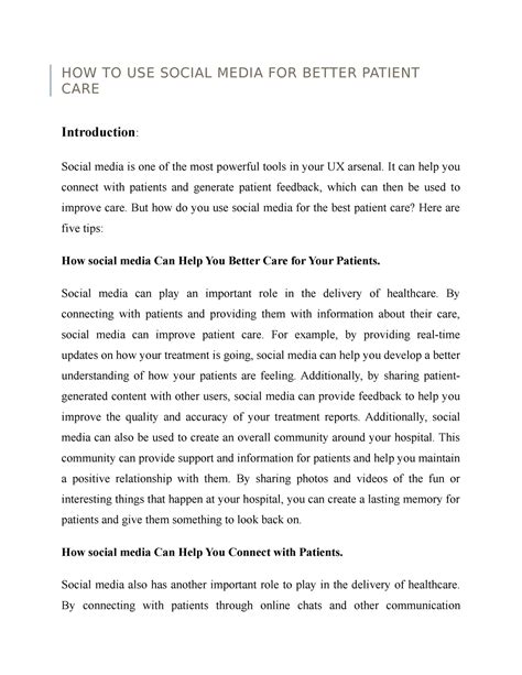 HOW TO USE Social Media FOR Better Patient CARE - HOW TO USE SOCIAL ...