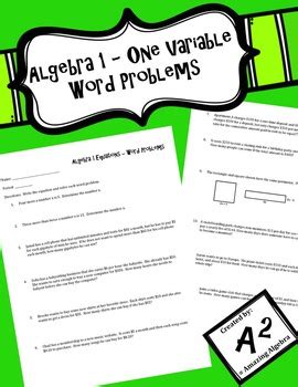 Image result for Linear Word Problems in One Variable Algebra 1