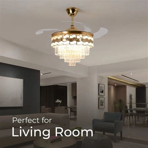 Opulent Cascade Crystal Chandelier Ceiling Fan with Remote Control ...