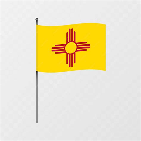 Premium Vector | New Mexico state flag on flagpole Vector illustration