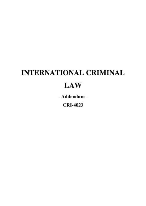 INTERNATIONAL CRIMINAL LAW: Rome Statute & Elements of Crimes Overview - Studeersnel