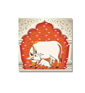 Krutik Pichwai Painting Of Sacred Cow, Holy Cow Canvas Wall Art Decor ...