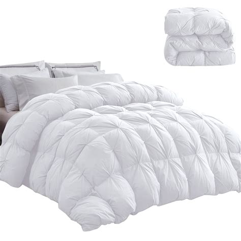 SNOWMAN All-Season 75% Down Comforter Queen Size, Pinch Pleat Duvet ...