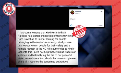 Viral Message Falsely Claims Kukis Are Looking For Meiteis In Assam ...