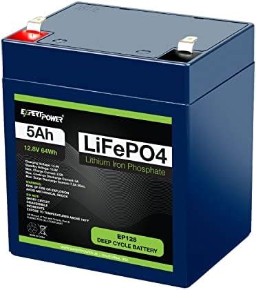 ExpertPower 12V 5Ah Lithium LiFePO4 Deep Cycle Rechargeable Battery ...