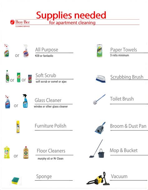 Apartment Cleaning Supplies List | Busy Bee Cleaning Service