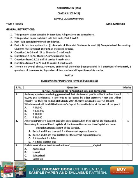 2024-25 CBSE Class 12 Accountancy SQP - ACCOUNTANCY ( 055 ) CLASS XII ...