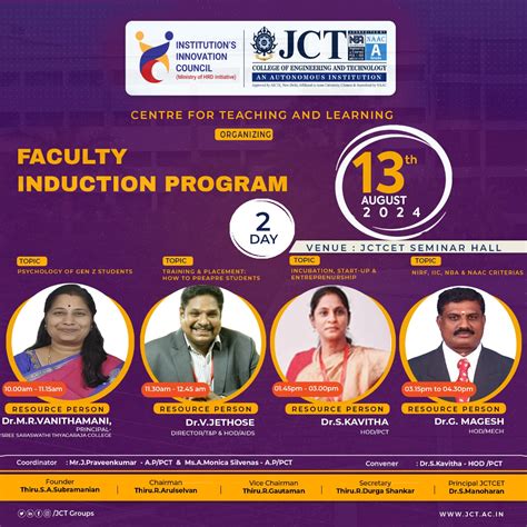 FACULTY INDUCTION PROGRAM 2024 – JCT Engineering