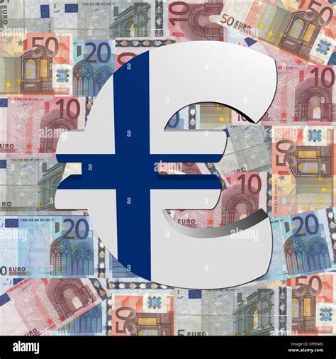 Euro symbol with Finnish flag on Euro currency illustration Stock Photo ...