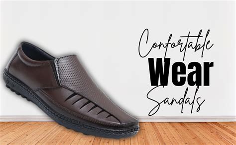 ARAMISH Black Leather Fisherman Stylish Sandals for Men - 5 UK : Amazon ...