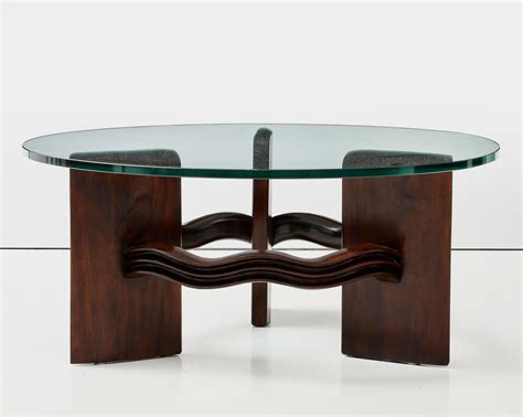 Large Osvaldo Borsani Circular Wood and Glass Cocktail Table For Sale ...