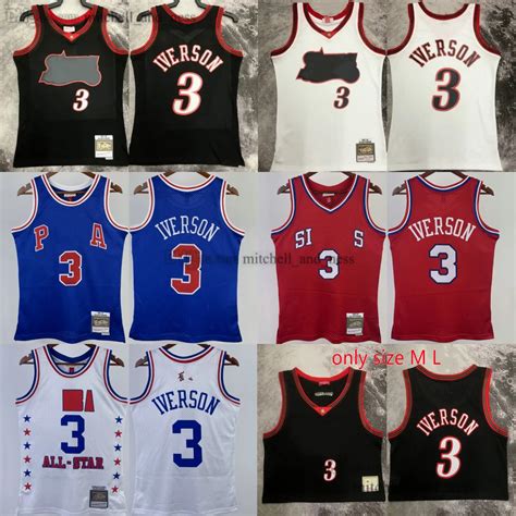 Stitch Basketball 3 Allen Iverson Jersey 2003 All Star White Black Blue ...