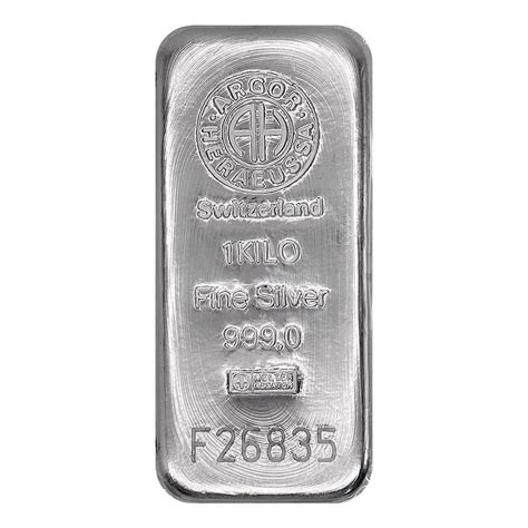 Argor Heraeus 1 Kilo Silver Cast Bar, .999 Fine, Sealed - Walmart.com