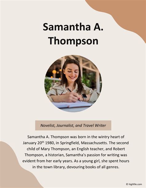 Author Bio Template - Word | Google Docs - Highfile