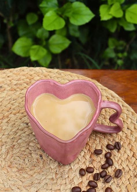 Buy WEAVING HOMES Dusty Pink Heart Shaped Mug 220 ML, Coffee Mugs ...