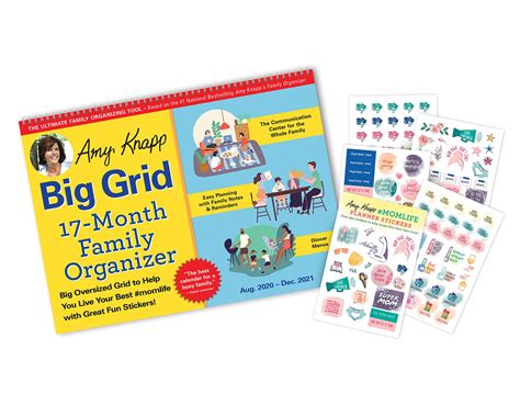 Buy 2021 Amy Knapp Big Grid Family Organizer and #MomLife Sticker Gift ...
