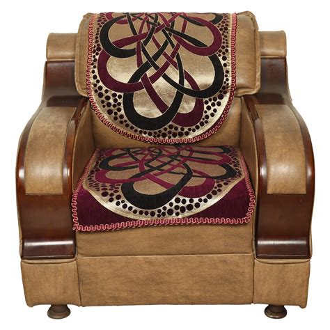 JMD Handlooms Chenille Velvet Abstract Stripe Design Sofa Cover Set of ...