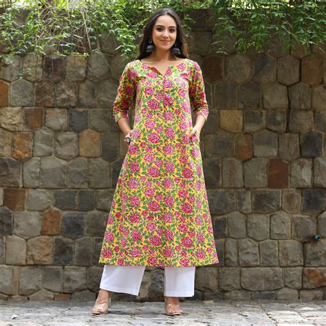 Anugya block printed Cotton Kurta – Kameez.co