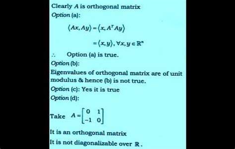 14. let a be a real nxn orthogonal matrix, that is, a'a = aa' - i,, the ...