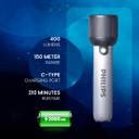 PHILIPS 3 Mode Flashlight, 2000mAh Li-ion Battery, 400 lm, IP44, Type-C ...