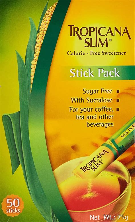 Tropicana Slim Zero Calorie Sweetener Diet Stick 50 Sticks x 1.5g 75g ...