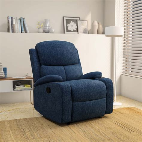 Buy Nilkamal Sierra 1 Seater Manual Recliner Sofa (Blue) Online In India