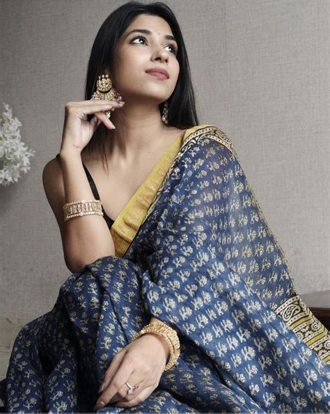 Blue Mustard Bagru Saree – Nangaliaruchira
