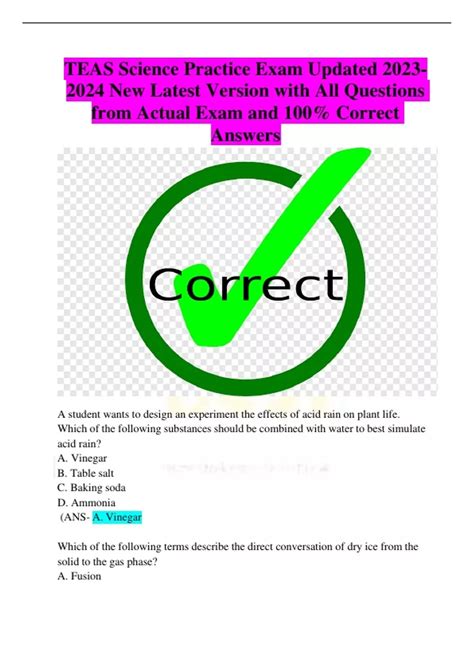 TEAS Science Practice Exam Updated New Latest Version with All ...