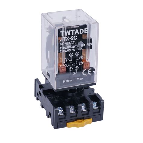 TWTADE/JTX-2C, MK2P-I DPDT Power Relay with Plug-in Terminal Socket ...