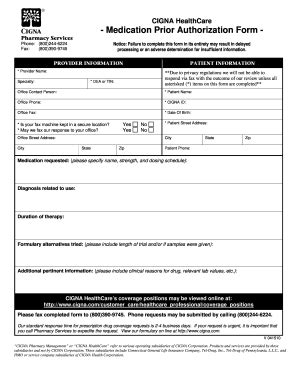 Cigna medication prior authorization form 2010 - Fill and Sign ...