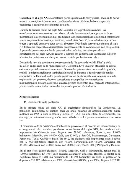 Colombia en el siglo XX - Además, se expandieron las obras públicas, hubo una apertura económica ...