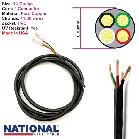 Snapklik.com : NATIONAL Wire & Cable 14 AWG 4-Conductor Premium Copper ...