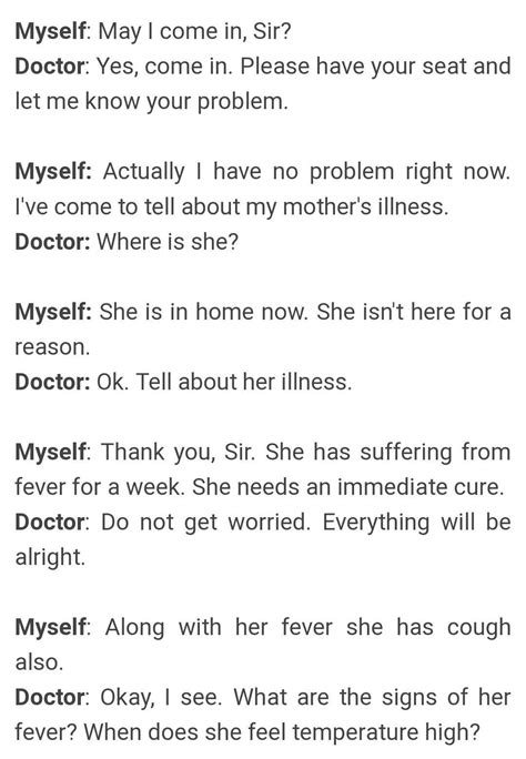 A Dialogue you and doctor about mother illness - Brainly.in