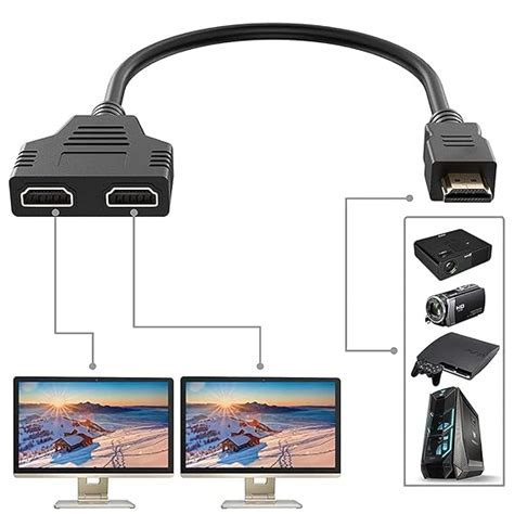 HDMI Splitter Adapter, 1 to 2 Way Male to Dual Female