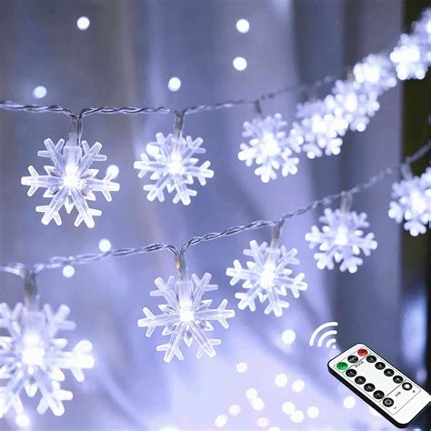Amazon.com: Christmas Snowflake Lights, 20 FT 40 LED Battery Operated ...