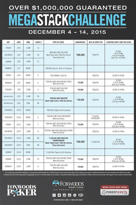 Bingo Calendar At Foxwoods