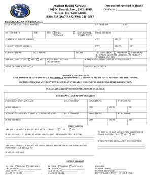 Fillable Online homepages se Intake Form - Southeastern Oklahoma State ...