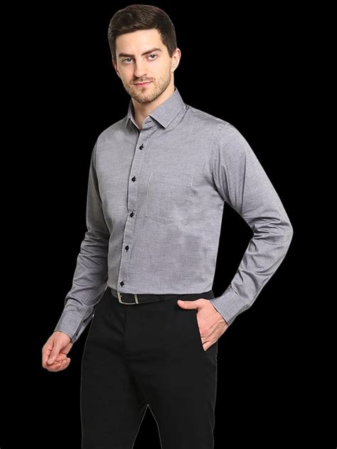 Buy Fabusa Men's Grey Full Sleeve Shirt – Premium Cotton, Classic ...