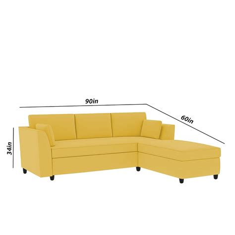 CASALIVING Blustin RHS 4 Seater L Shape Sofa Set for Living Room (Yell