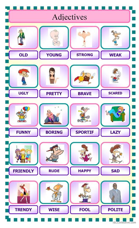 Pictionary: Adjectives pictionary (p…: Français FLE fiches pedagogiques ...