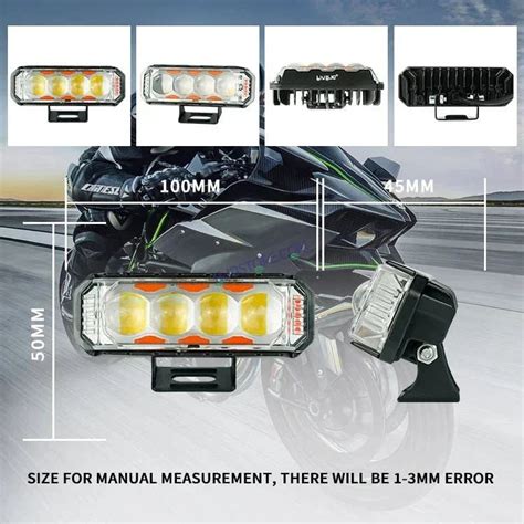 HJG 4 LED Light Bar 2pc with Red Blue Flash Strobe Fog Light for Bikes ...